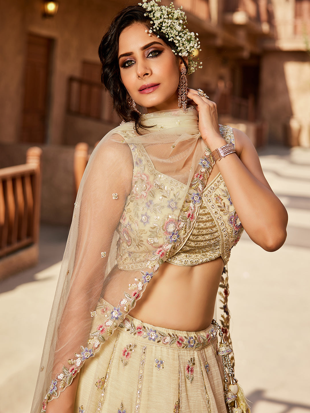 Engaging off white lehenga