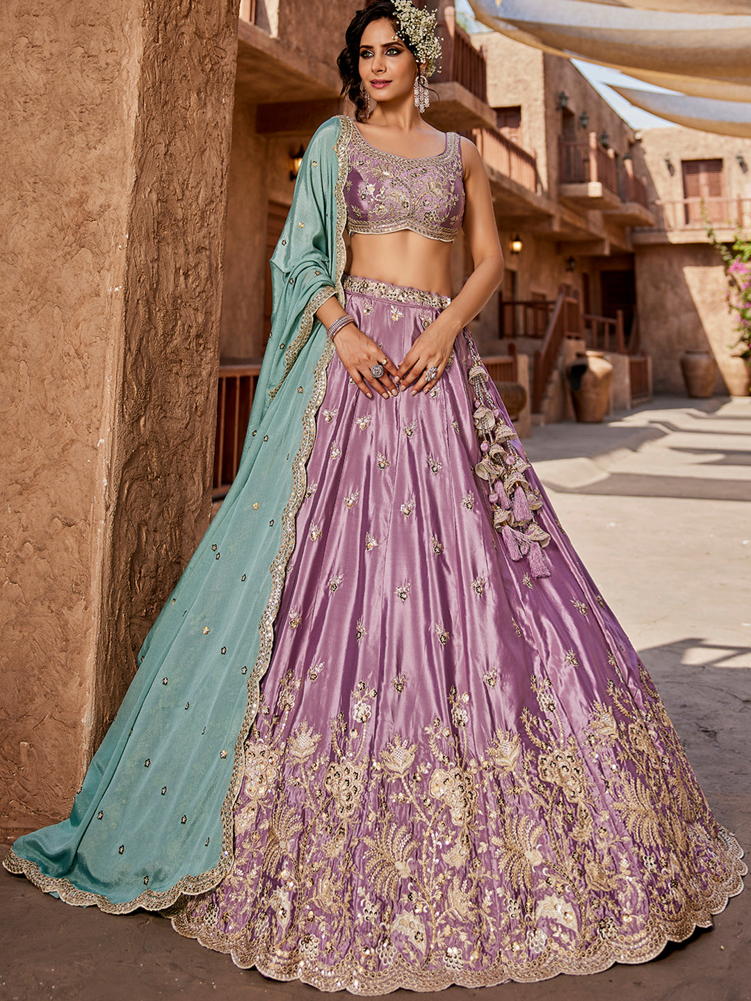 Lehenga rosa elegante