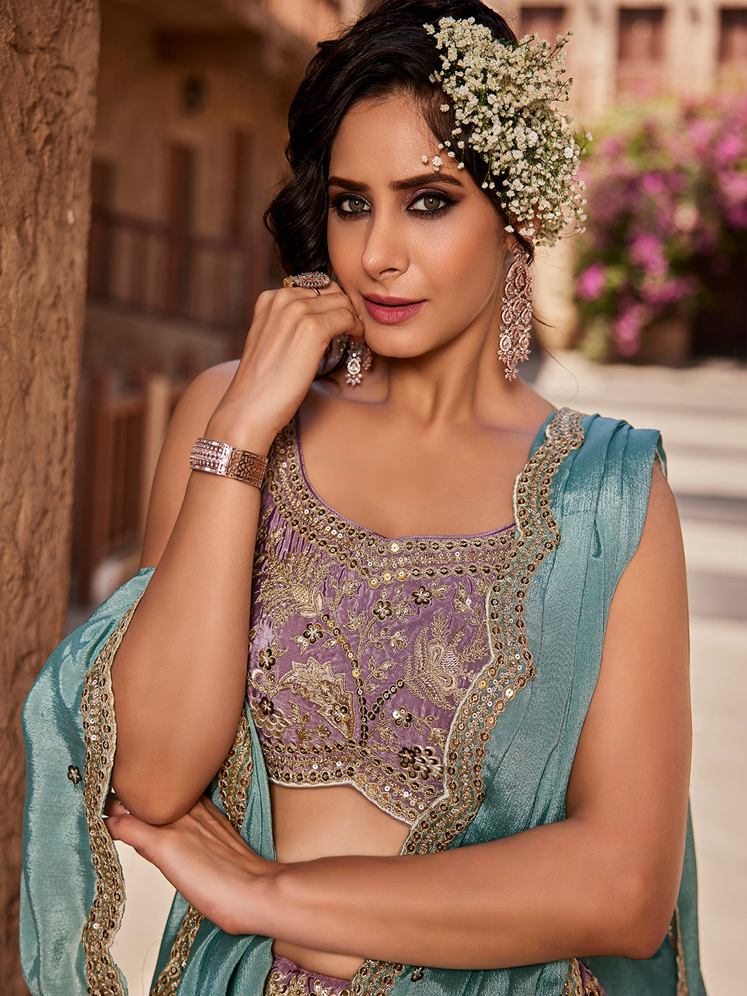 Lehenga rosa elegante