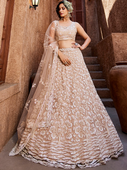 Majestic baby pink floral lehenga