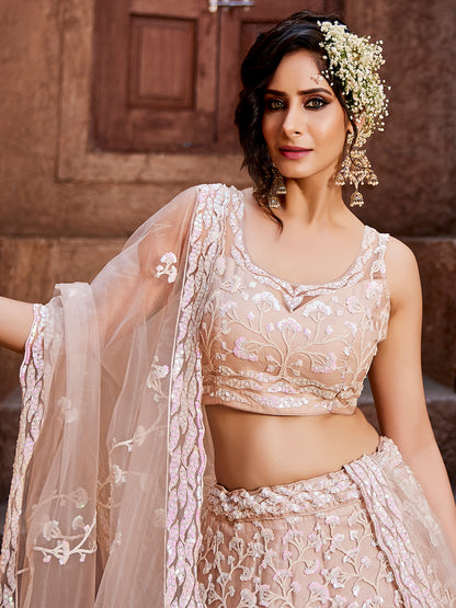 Majestic baby pink floral lehenga