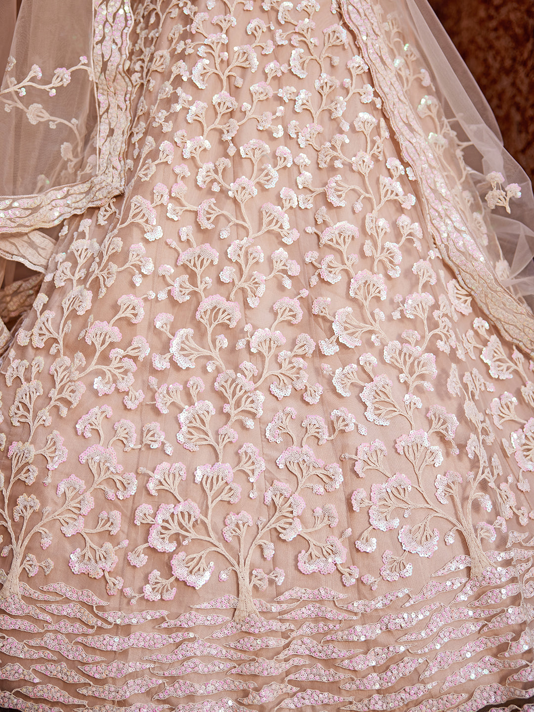 Majestic baby pink floral lehenga