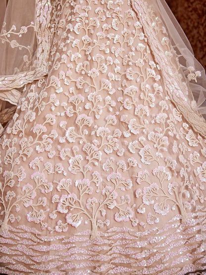 Majestic baby pink floral lehenga