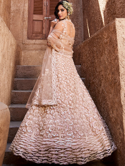 Majestic baby pink floral lehenga