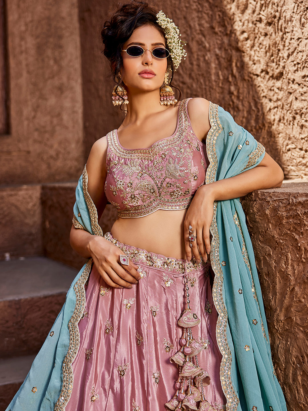 Lehenga de diseño de color rosa lila