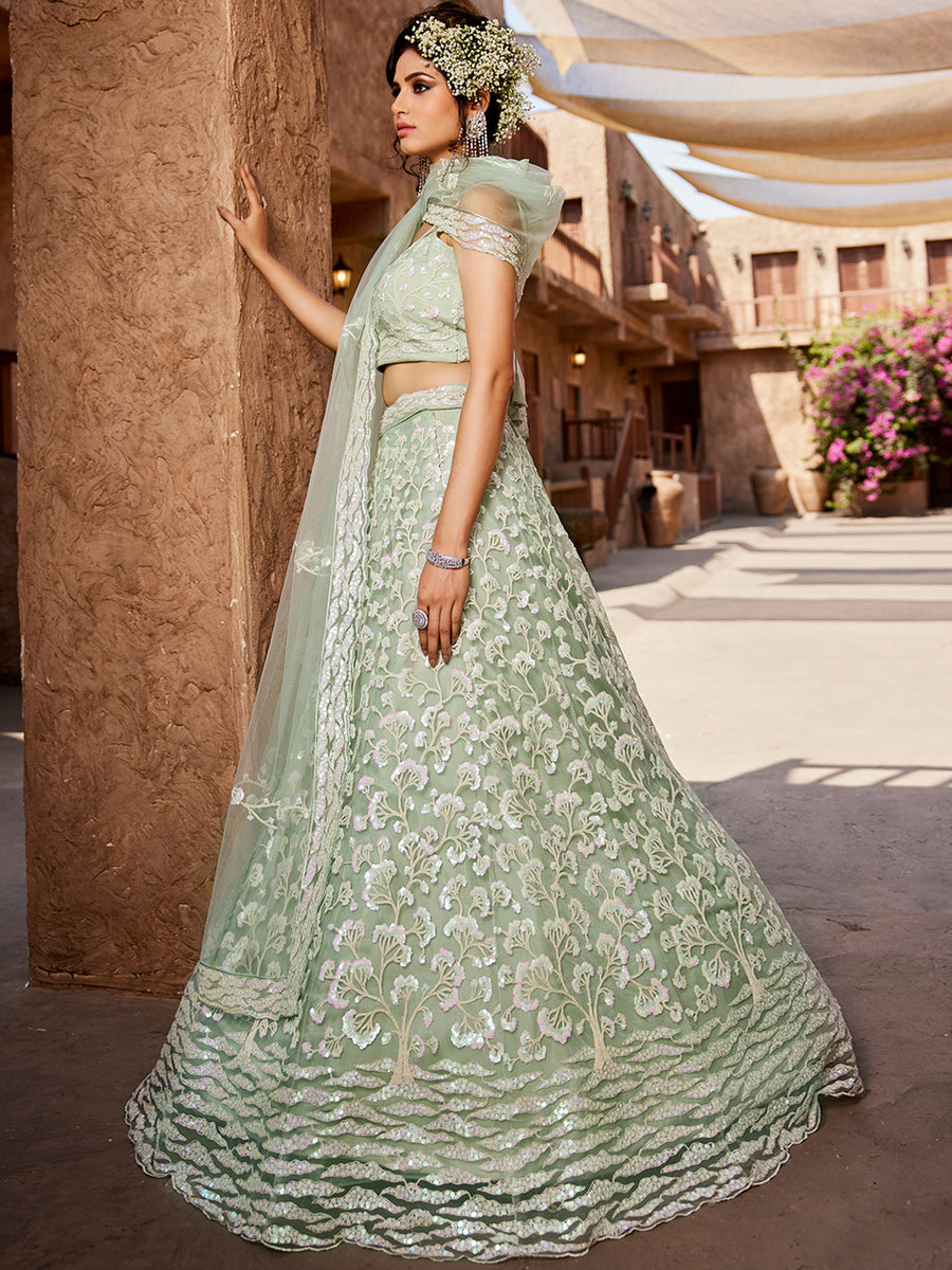 Majestic light blue floral lehenga