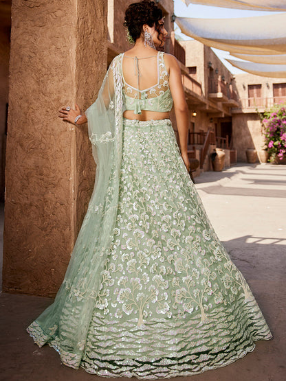 Majestic light blue floral lehenga
