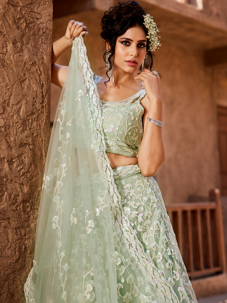 Majestic light blue floral lehenga