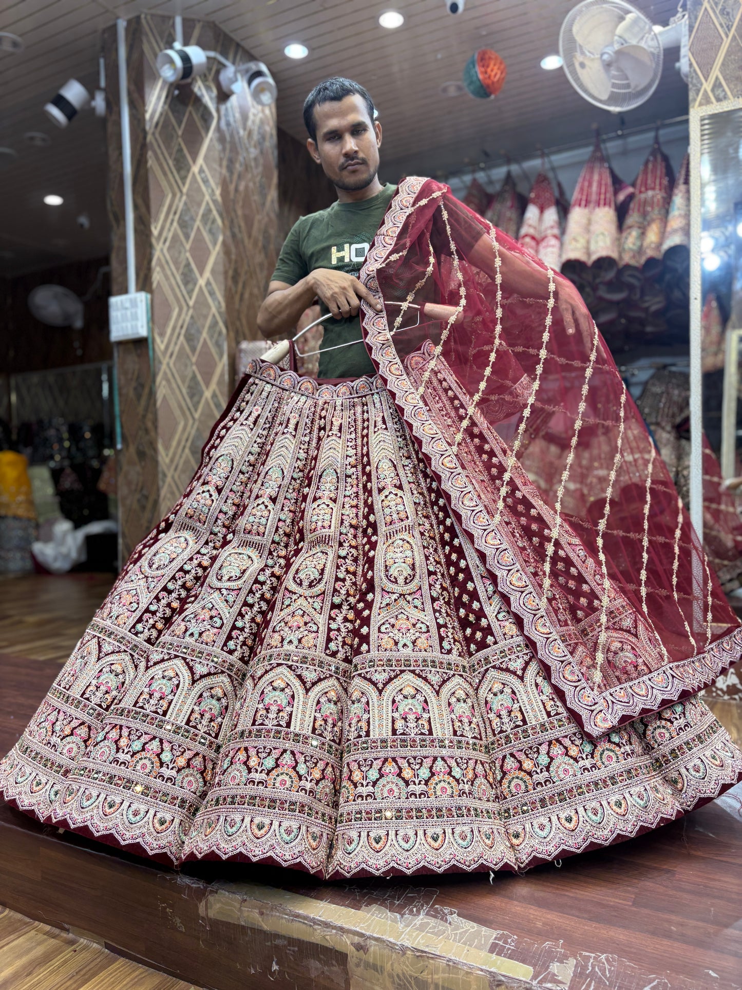 Majestic maroon ball bridal Lehenga