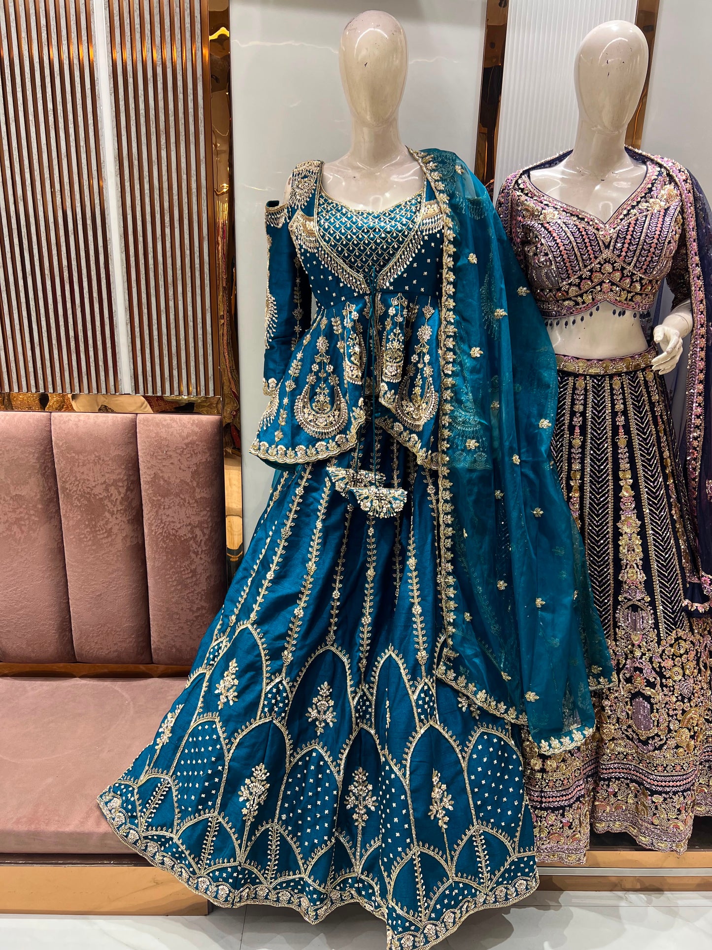 Blue peplum long Dress Farshi Garara Dress Special