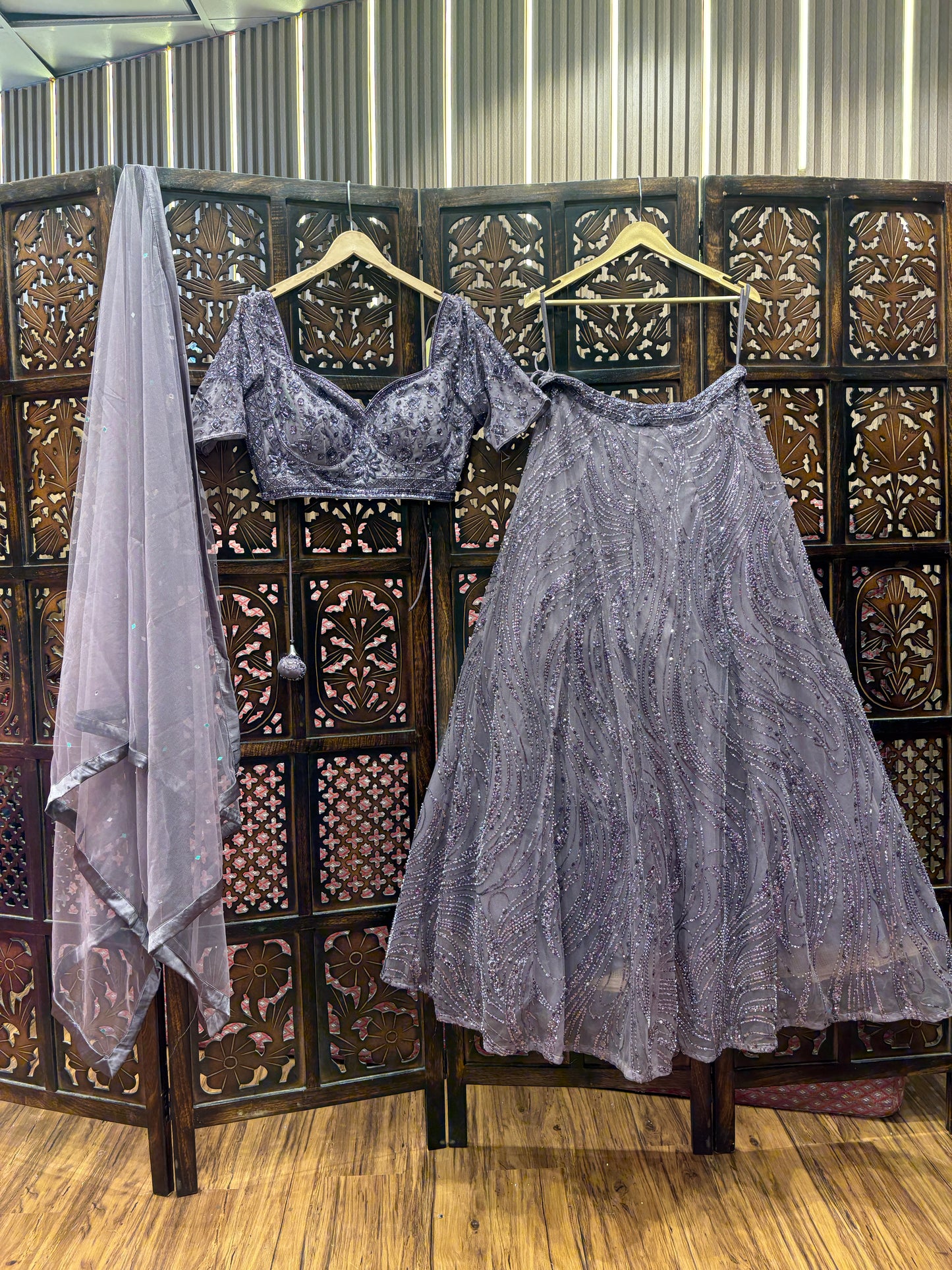 Designer purple lavend lilac crop top Lehenga