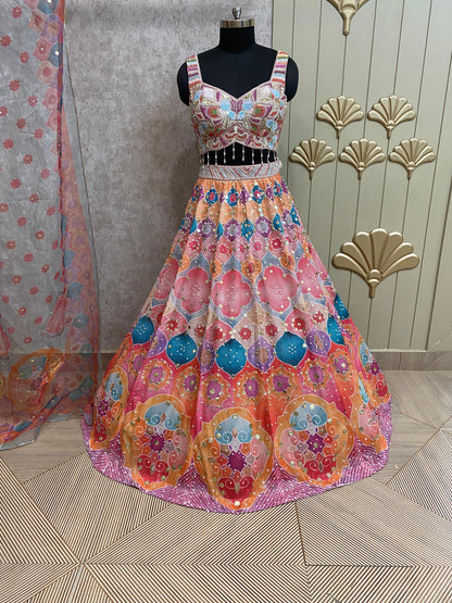 Pink Color PDP crop top lehenga