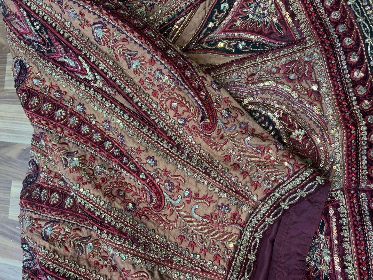 Designer maroon double duptta multi Kali Bridal Lehenga