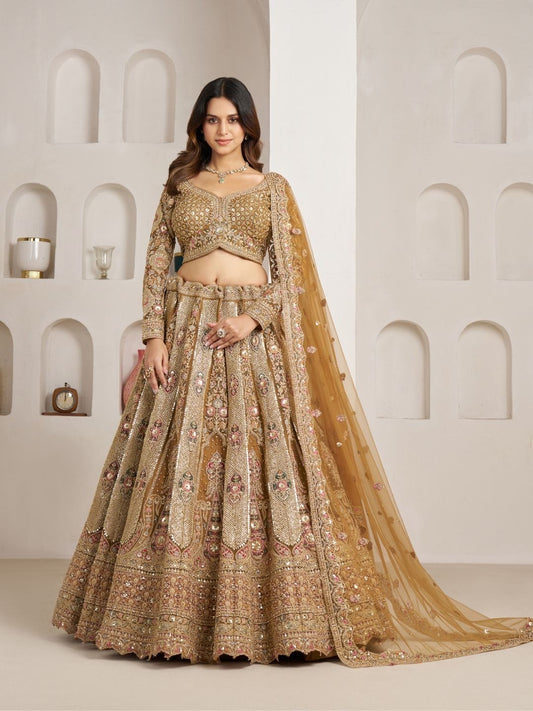 Golden Yellow Designer Crop Top Lehenga