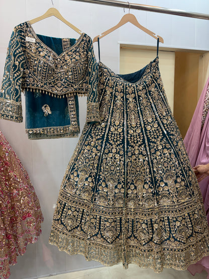 Fabulous blue Crop top Lehenga