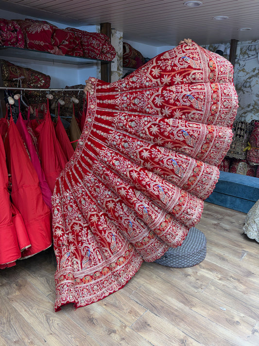 Red peacock Ball Bridal Lehenga