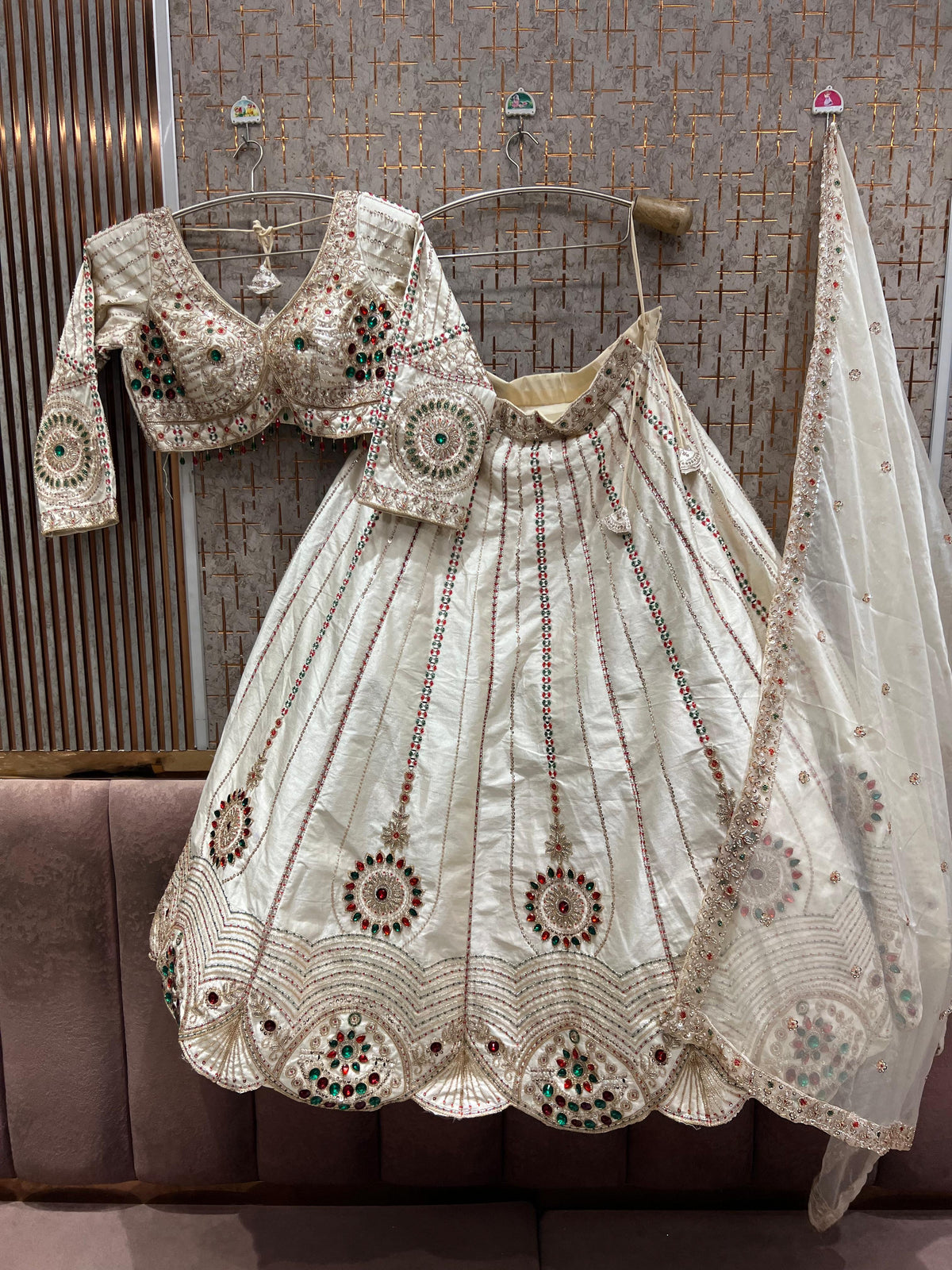 White crop top Lehenga