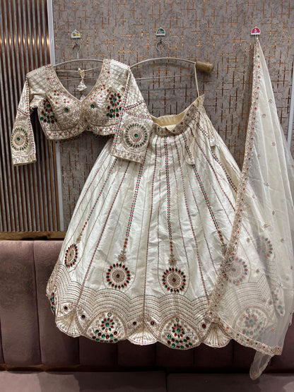 White crop top Lehenga