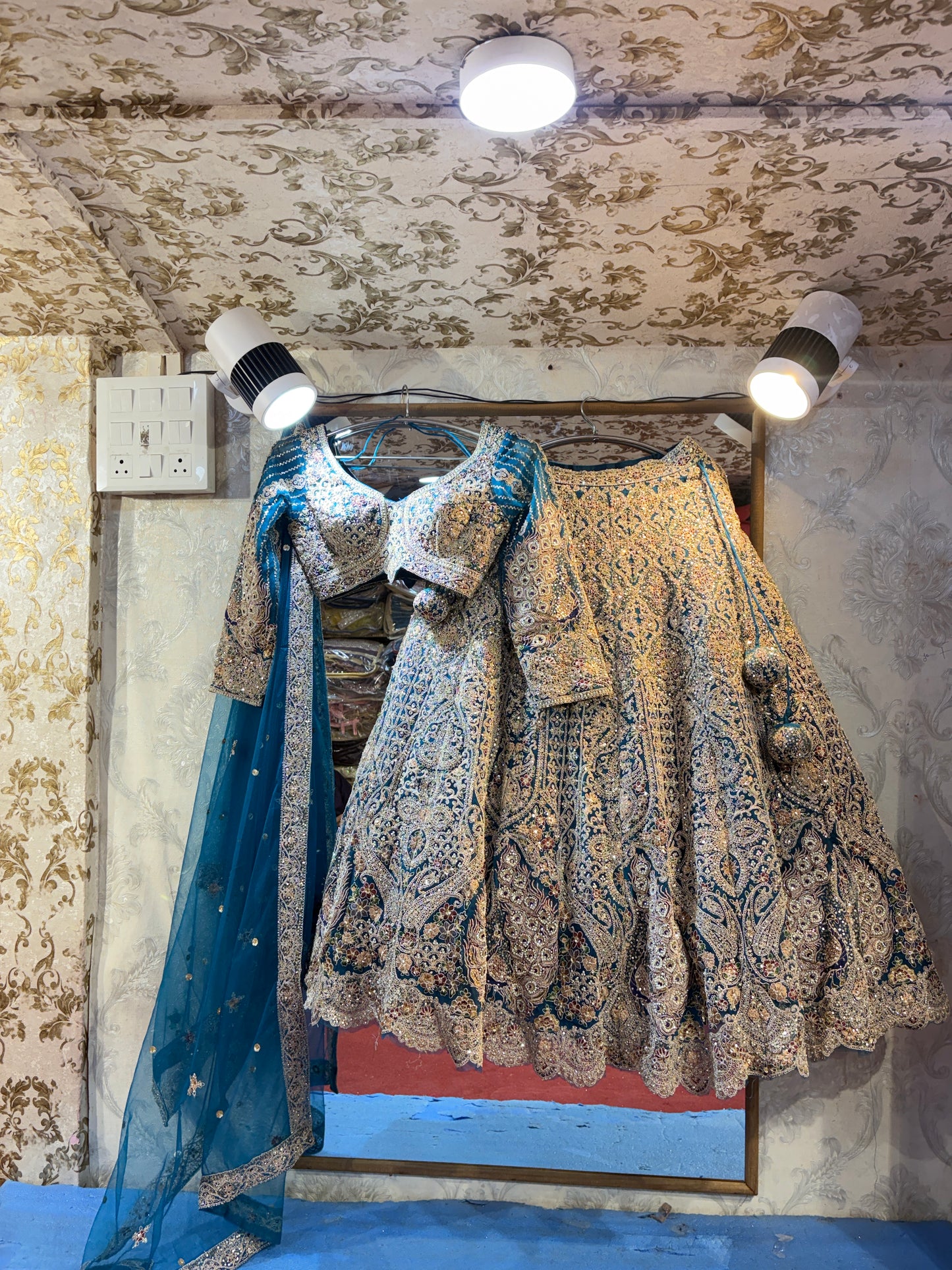 Something different Sky blue crop top Lehenga