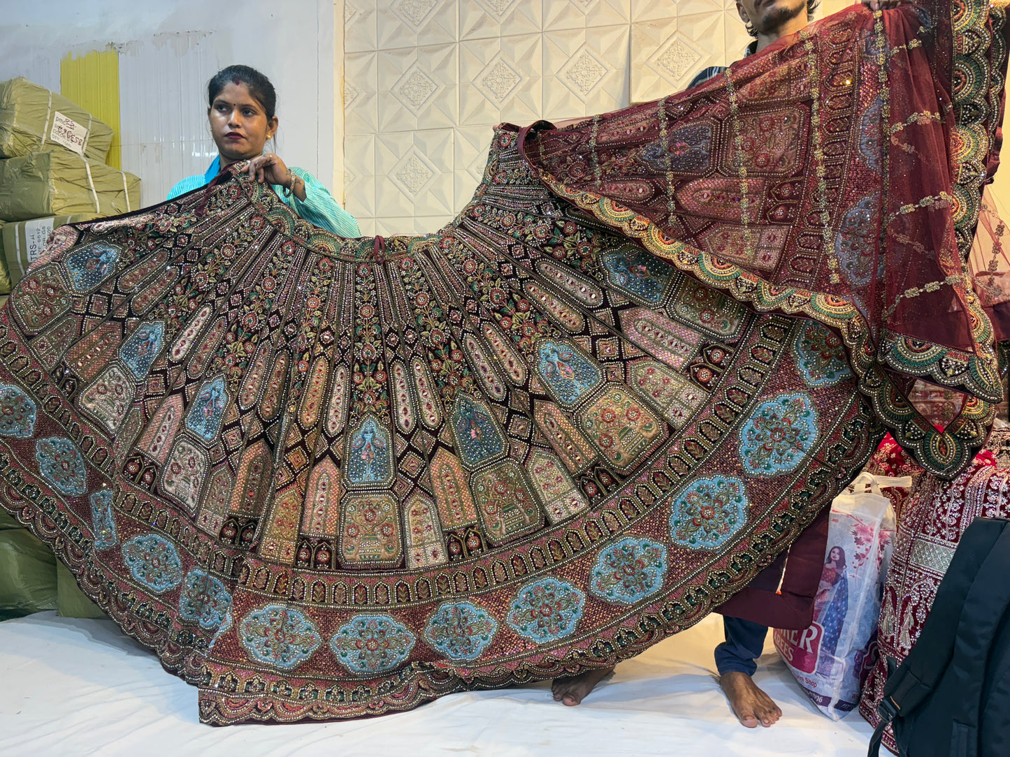 Royal maroon bridal Lehenga happy customer