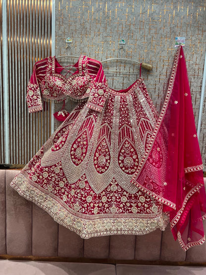 Hot Pink Crop Top Lehenga