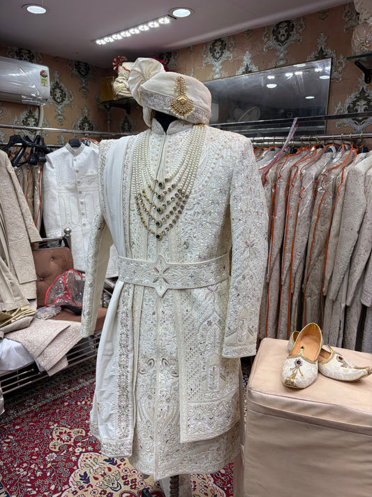 Golden White sherwani