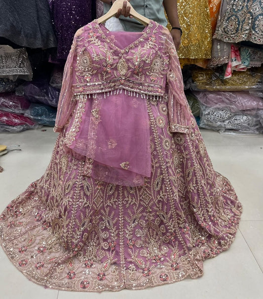 Pink Crop Top Lehenga