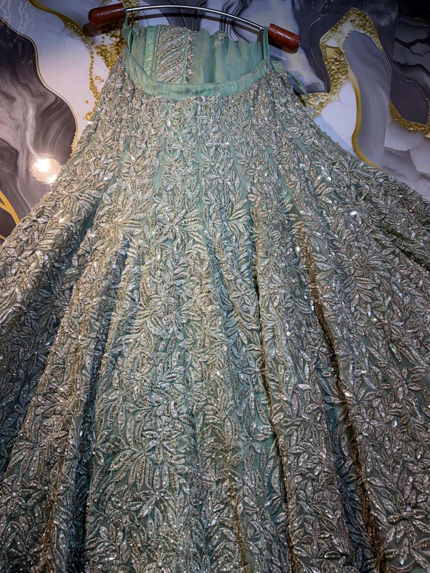 Pista Green Heavy Designer Lehenga