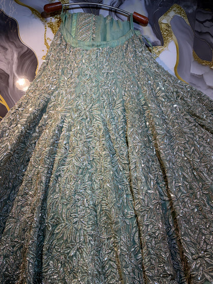 Pista Green Heavy Designer Lehenga