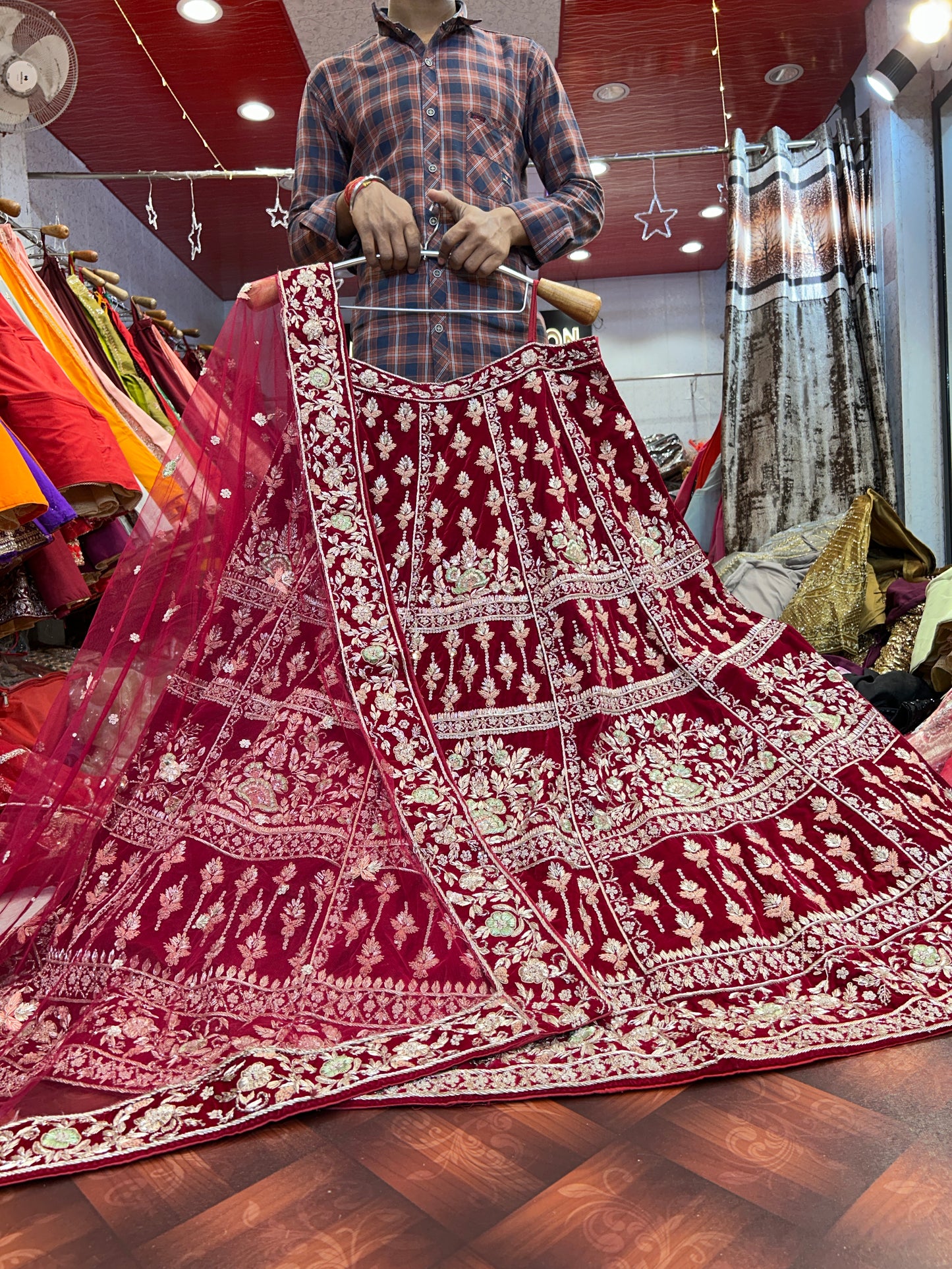 Something different maroon pure handwork zardozi dabka lehenga