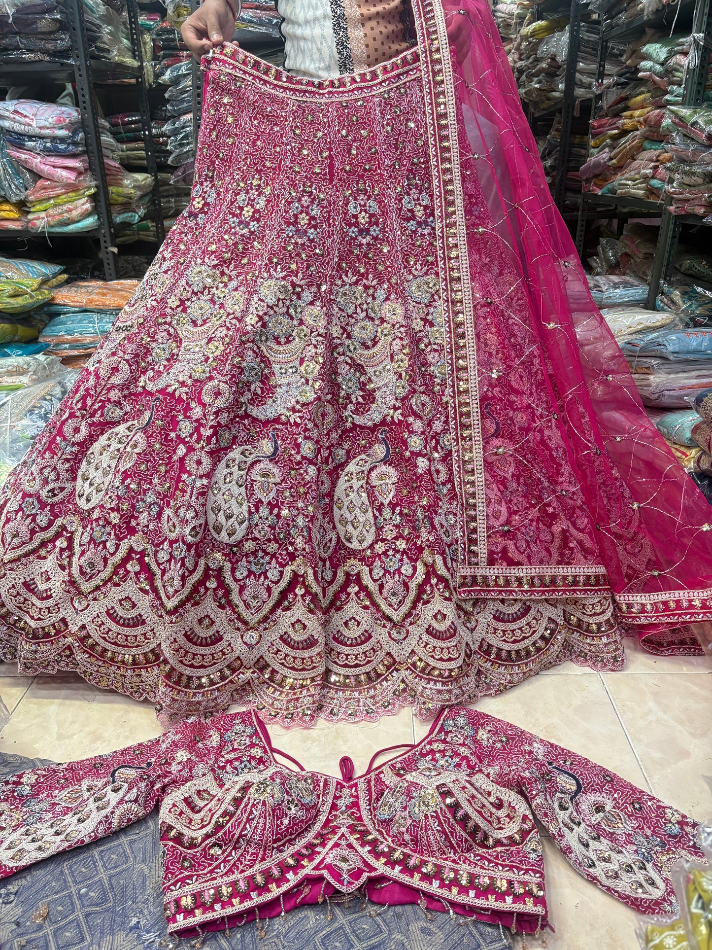 Something different Light pink peacock crop top Lehenga Happy Customer