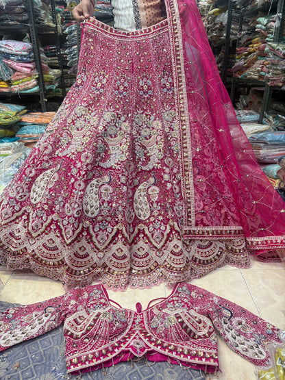 Something different Light pink peacock crop top Lehenga Happy Customer