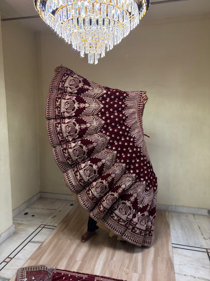 Maroon Doli Barat Ball bridal Lehenga