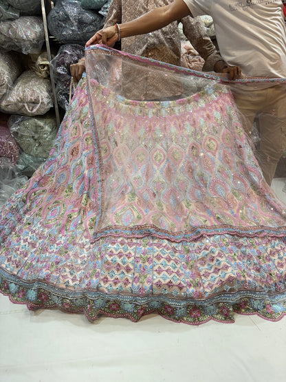 Engaging cream pink Lehenga