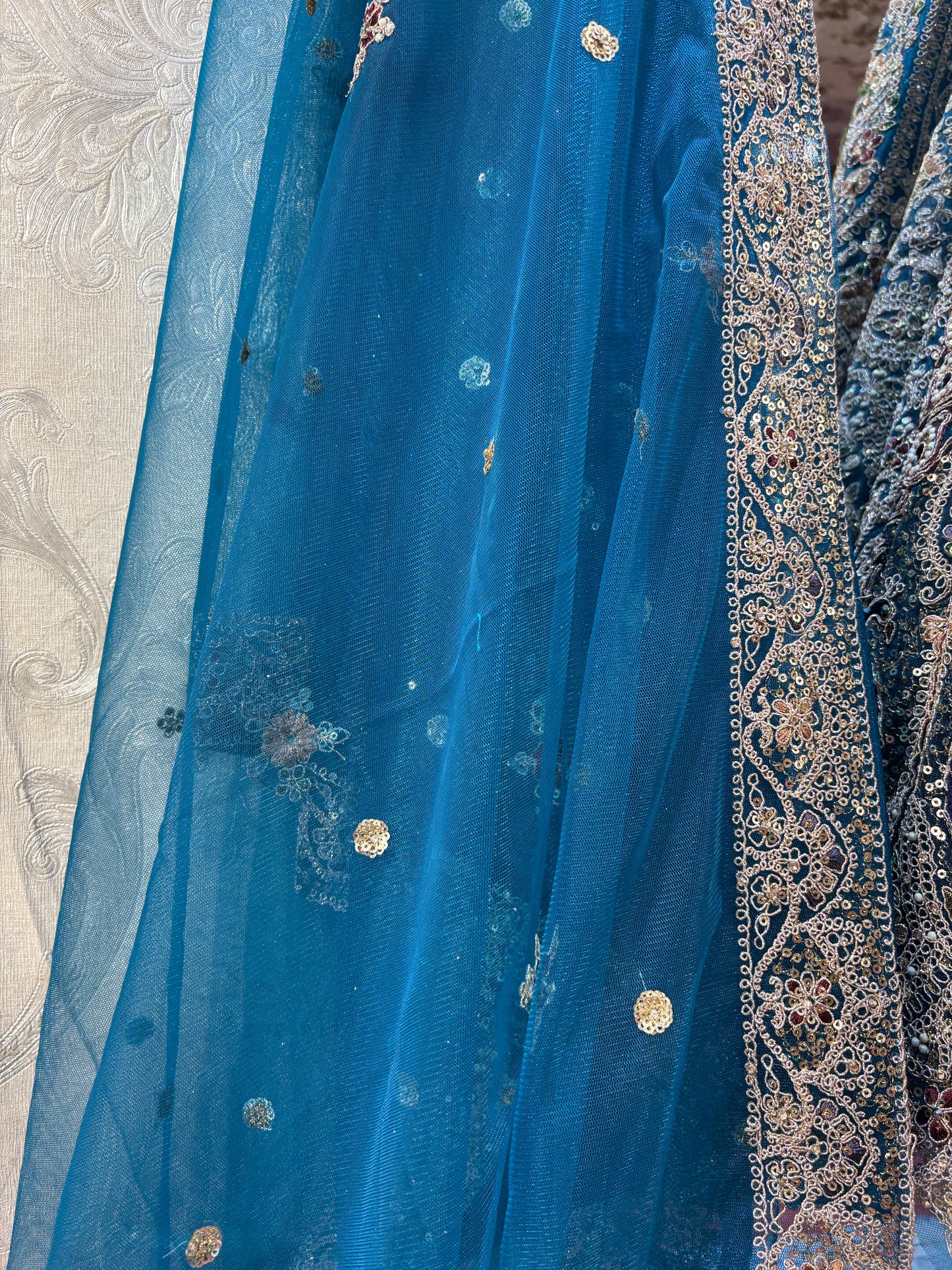 Something different Sky blue crop top Lehenga