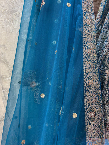 Something different Sky blue crop top Lehenga