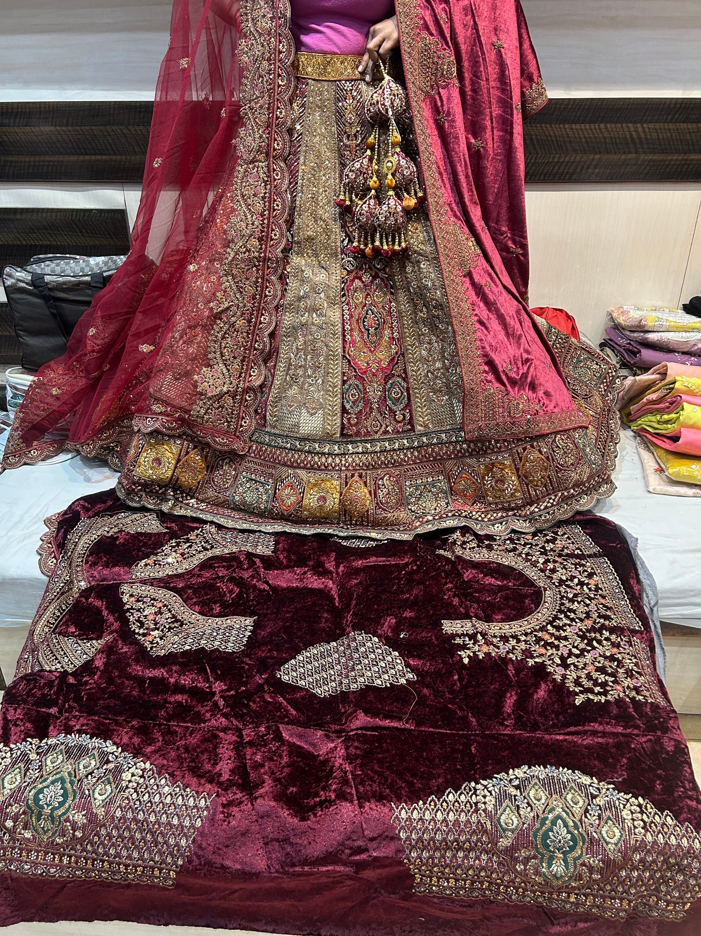 Beautiful maroon heavy bridal Lehenga