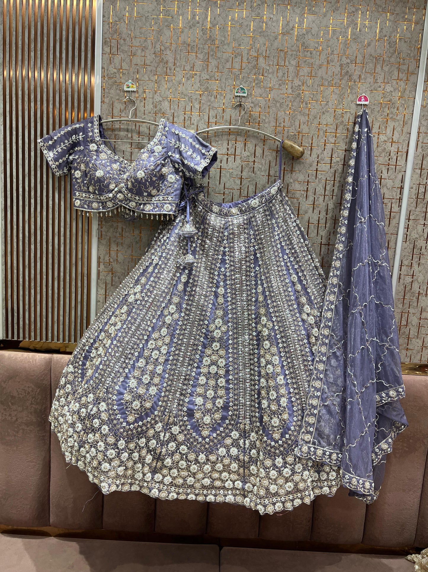Purple crop top Lehenga