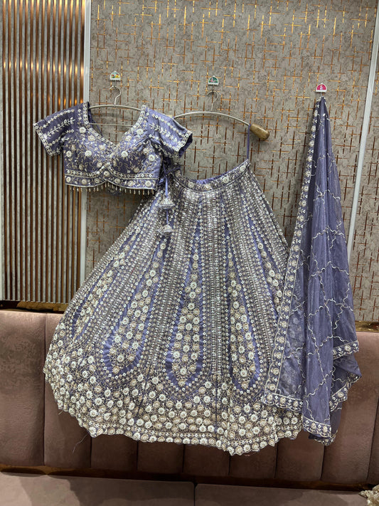 Purple crop top Lehenga