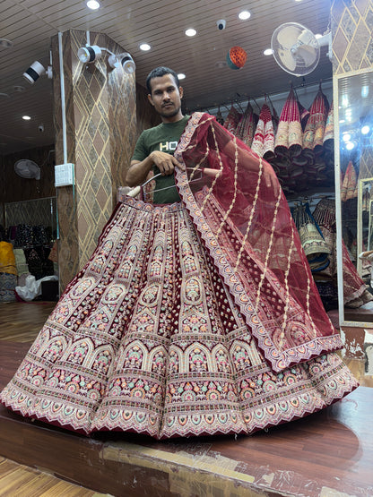 Majestic maroon ball bridal Lehenga