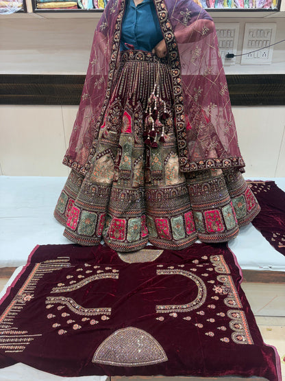 Beautiful Maroon Doli Barat Ball bridal Lehenga