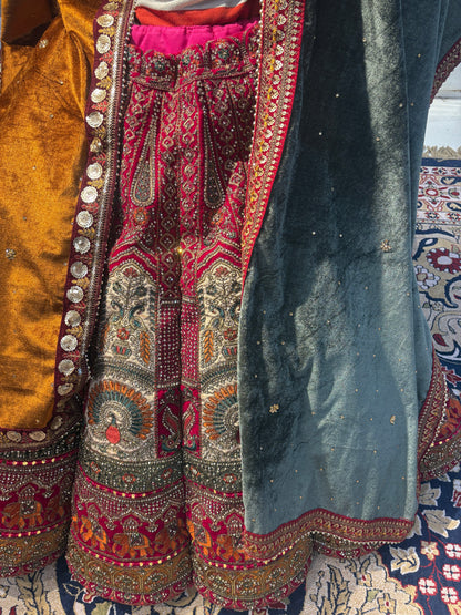 Designer pink peacock Ball bridal Lehenga