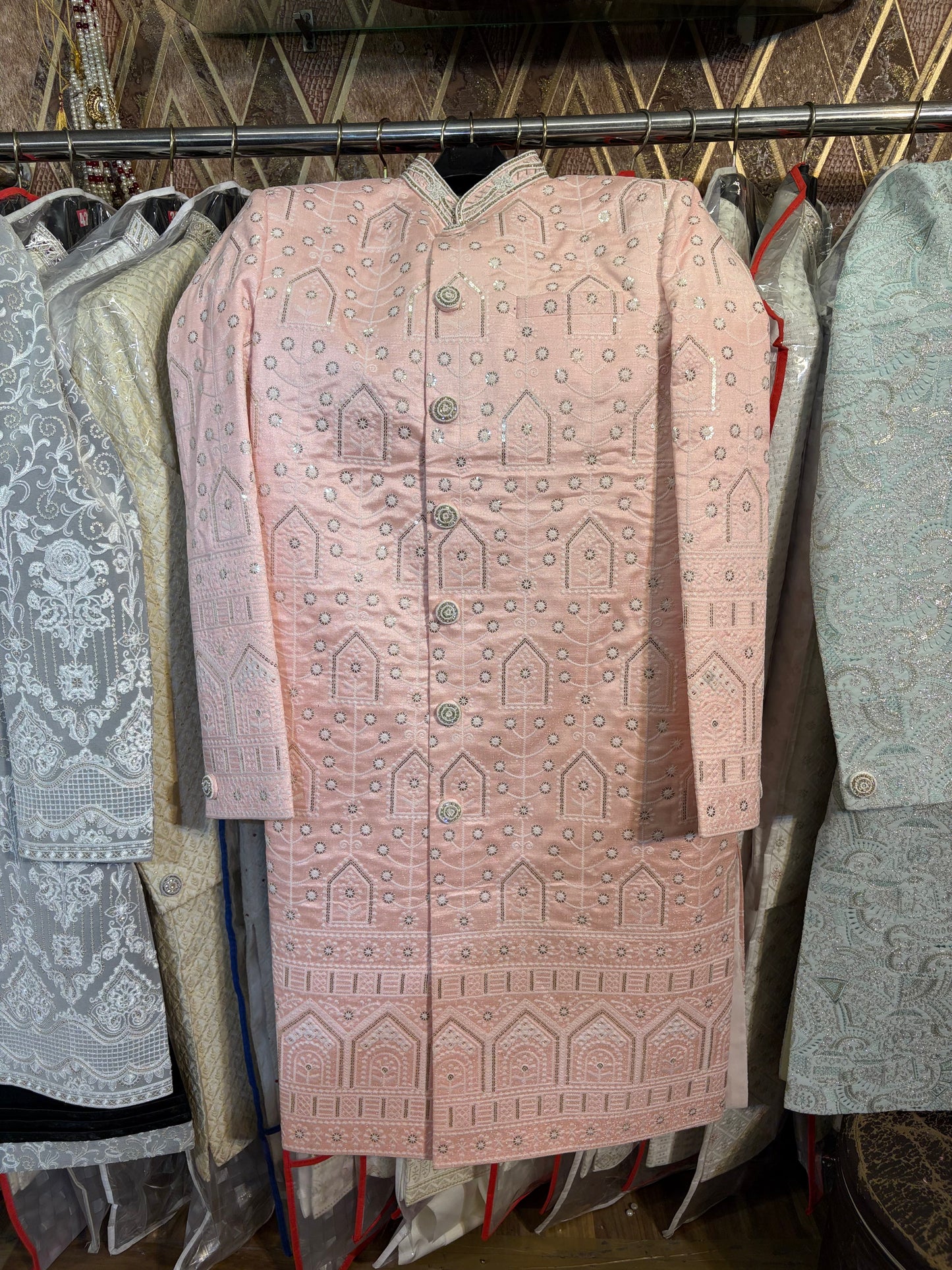 Pink Jodhpuri indo western blazer kurta Sherwani