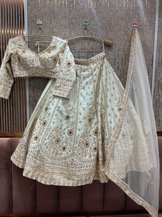 White Crop Top Lehenga