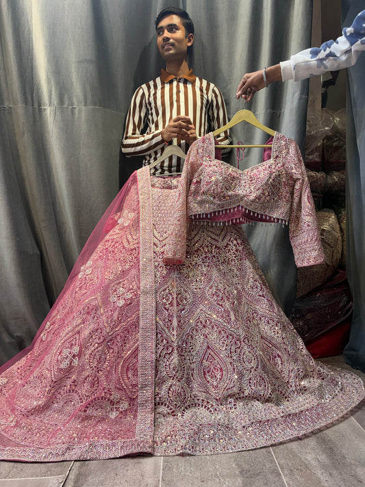 Pleasing pink Crop Top Lehenga