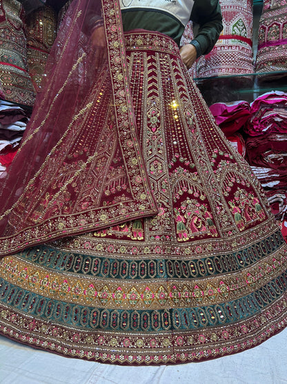 Designer maroon doli barat lehenga
