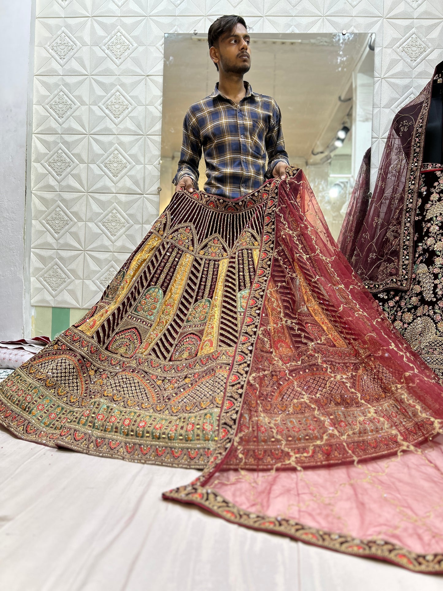 Glamorous maroon bridal lehenga