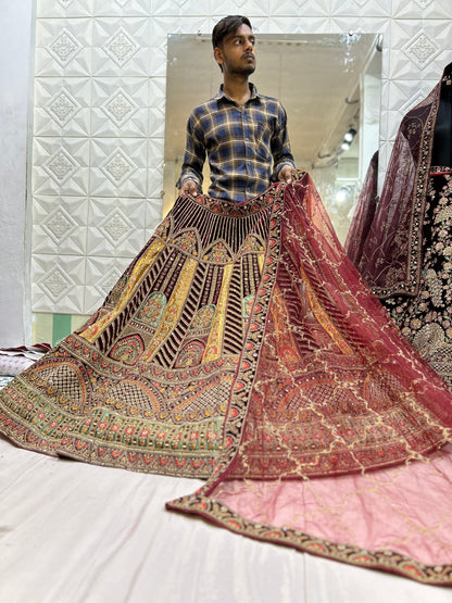 Glamorous maroon bridal lehenga