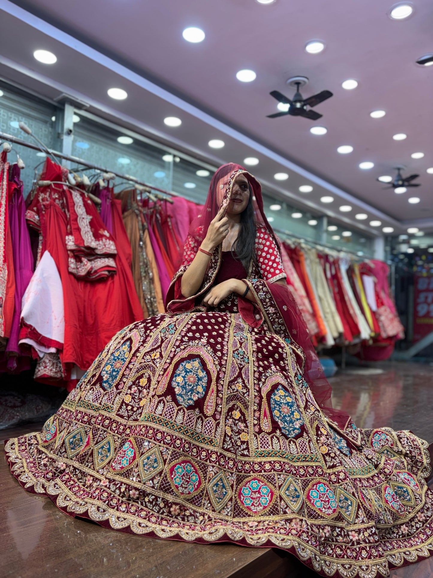 Stunning maroon bridal Lehenga