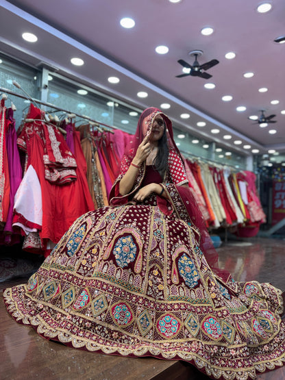 Stunning maroon bridal Lehenga